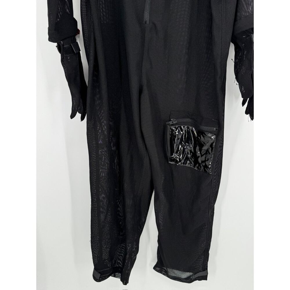 Darker Wavs Dolls Kill Black Mesh Grunge Punk Zip Up Utility Jumpsuit Sz XL - Picture 4 of 8